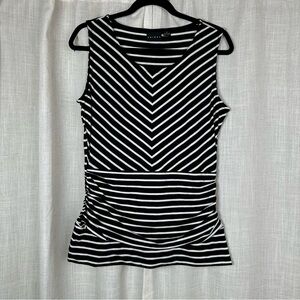 Tribal Chevron Striped Tank Womens M Black Modern Urban Edgy Statement Stylish